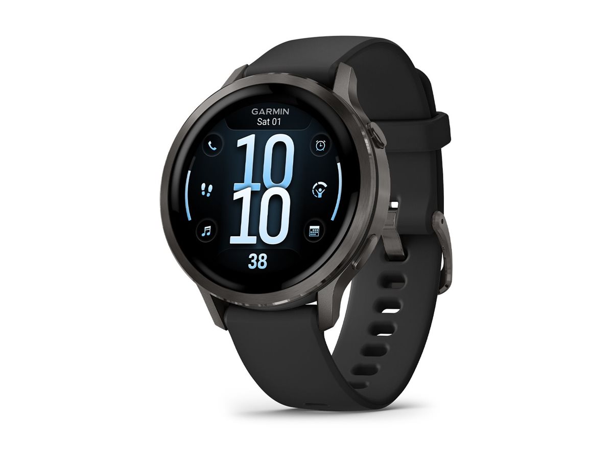 Garmin Venu 4 - 41 mm - Schiefer - intelligente Uhr mit Band - Silikon - schwarz - Handgelenkgröße: 110-175 mm - Anzeige 3.04 cm (1.2")8 GB - Bluetooth - ANT+ - Wi-Fi - 33 g