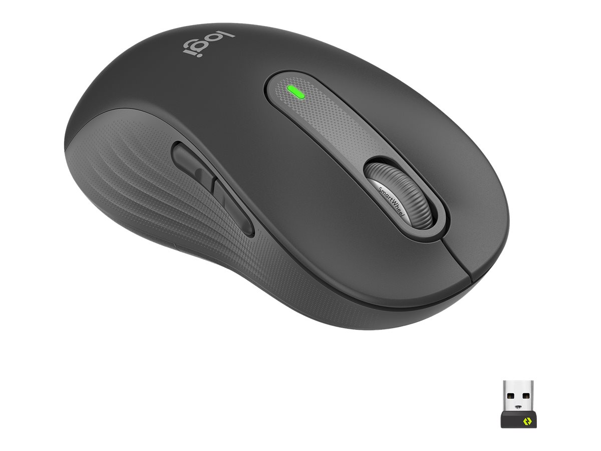 Logitech Signature M650 L LEFT - Maus - großeGröße - Für Linkshänder - optisch - 5 Tasten - kabellos - 2.4 GHz - Bluetooth - Logitech Logi Bolt USB-Empfänger - Graphite