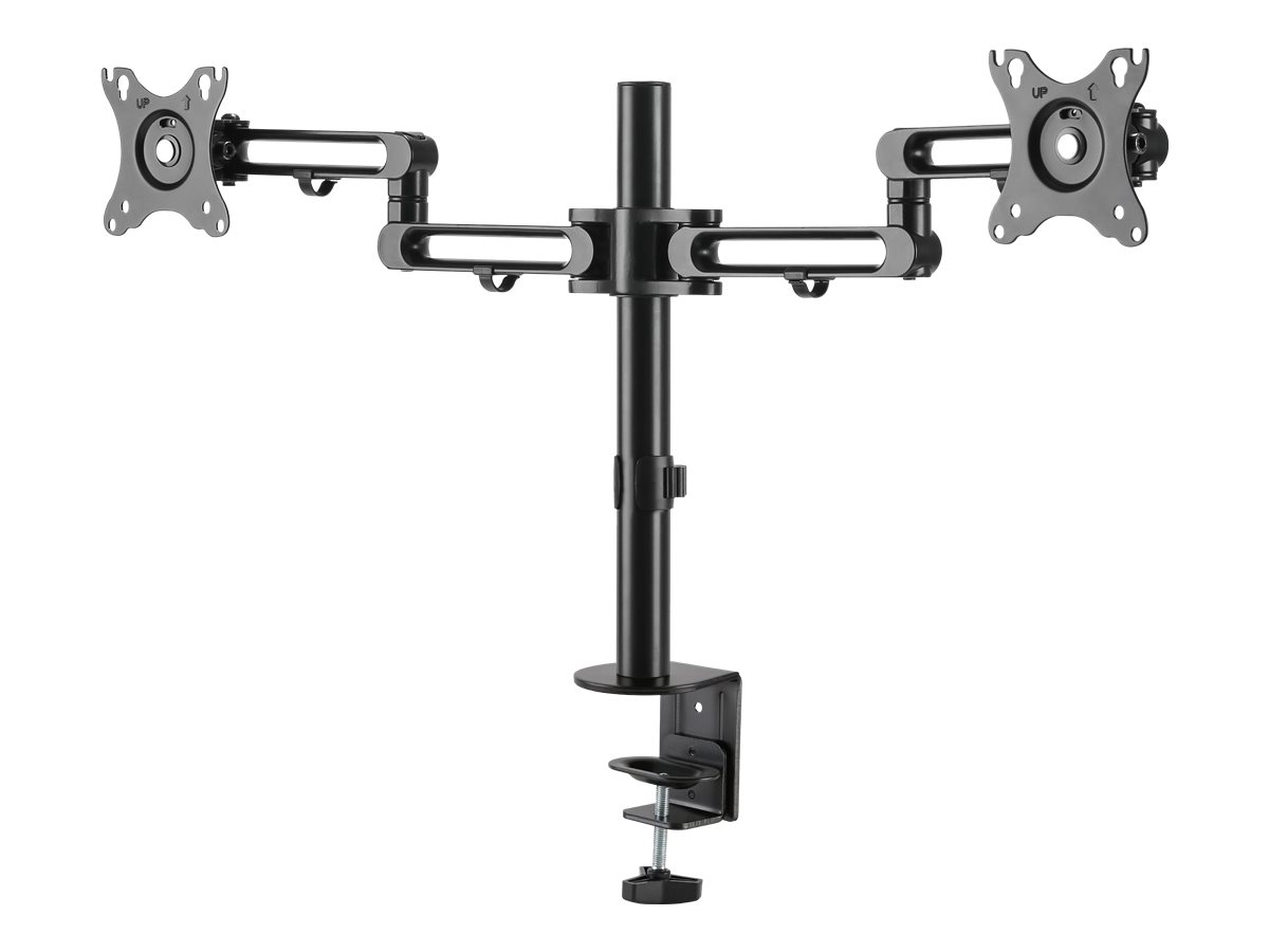StarTech.com ARMDUAL3 Doppel Monitorarm zur Tischmontage (Gelenkarme für bis zu 32-Zoll-VESA Bildschirme, Monitorhalterung)Befestigungskit - einstellbarer Arm - für 2 Monitore - Aluminium - Schwarz -