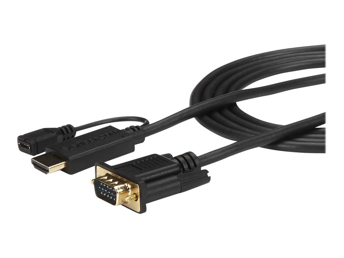 StarTech.com 1,8m aktives HDMI auf VGA Konverter Kabel - HDMI zu VGA Adapter 180cm - Schwarz - 1920x1200 / 1080p - Adapterkabel - HDMI, Mikro-USB Typ B (nur Strom)zu HD-15 (VGA) männlich - 2 m - Schwa