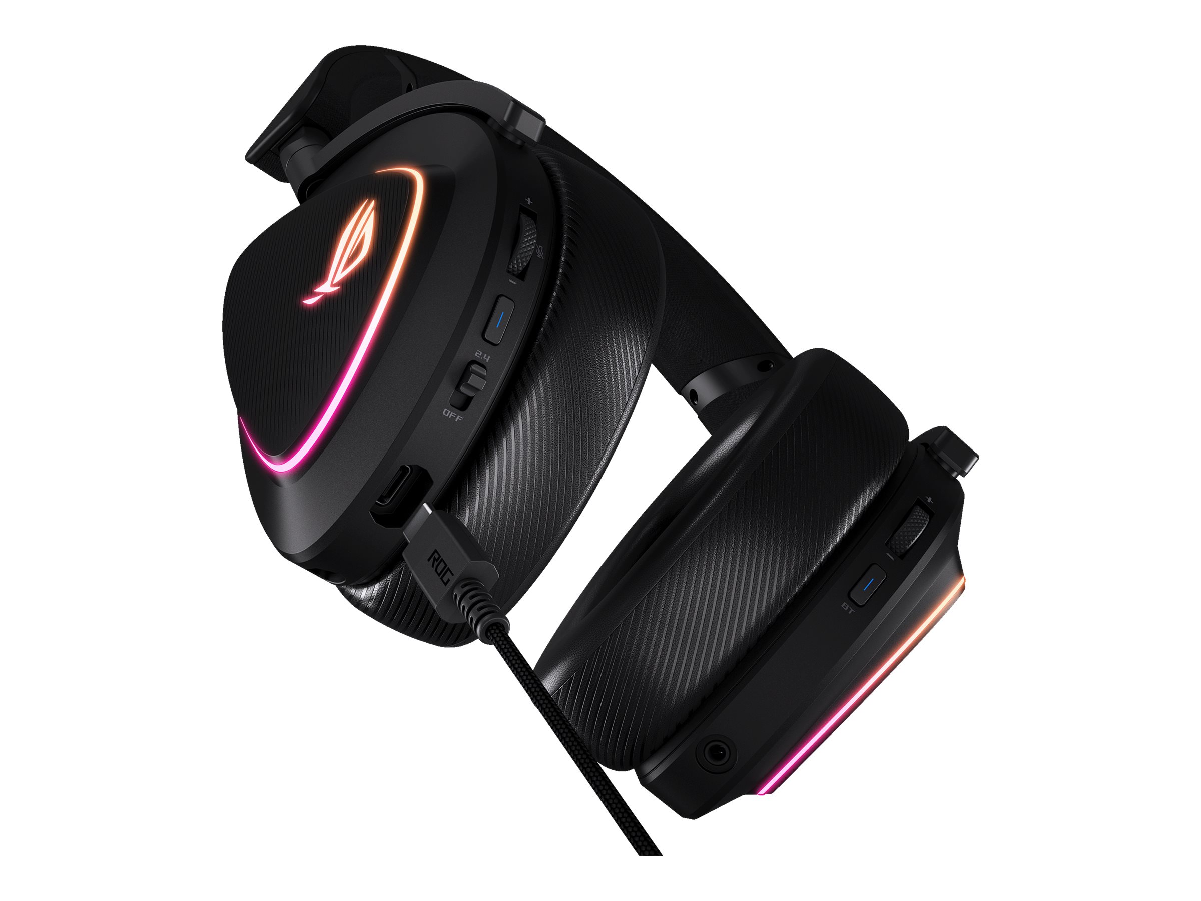 ASUS ROG Delta II - Headset - ohrumschließendBluetooth / 2,4 GHz Funkfrequenz - kabellos - 3,5 mm Stecker - Schwarz