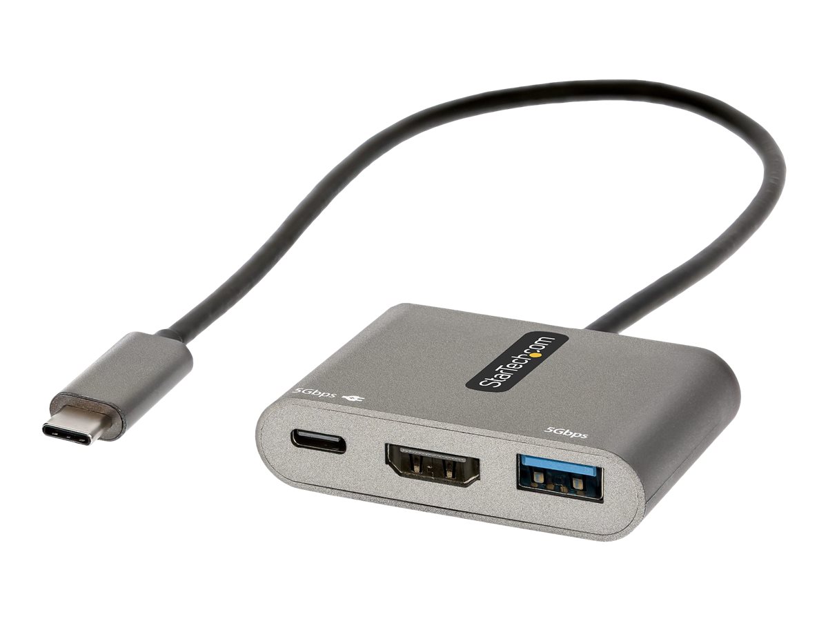 StarTech.com USB-C Multiport Adapter, USB-C auf HDMI 4K Anschluss, 100W PD, USB 3.0 Hub 5Gbit/s (1xTyp-C/ 1xA)USB-C zu HDMI Dock/Reiseadapter mit Stromversorgung - Laptop Dockingstation (CDP2HDUACP2)