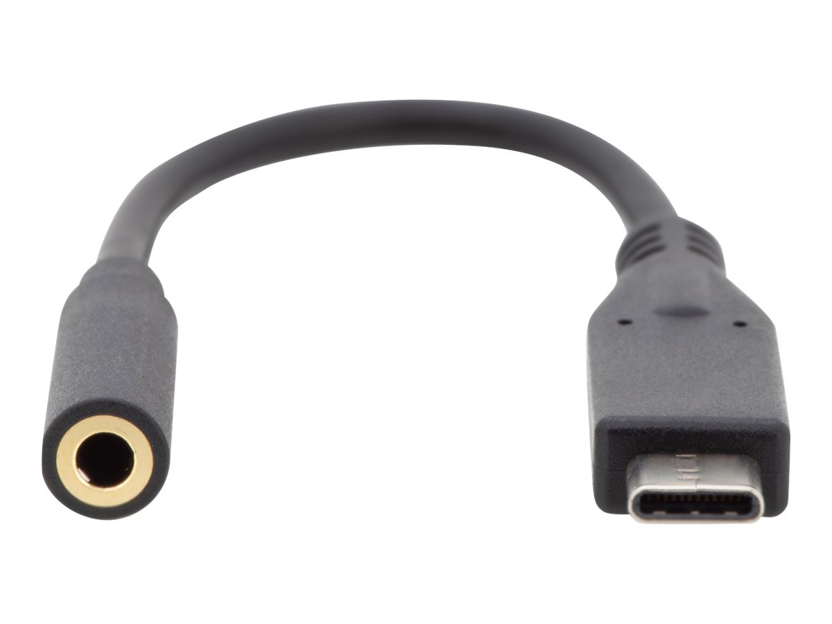 DIGITUS USB-C Audio Adapter / Konverter, USB-C/Stecker - 3.5mm Klinke/BuchseUSB-C männlich zu mini-phone stereo 3.5 mm weiblich - 20 cm - Schwarz