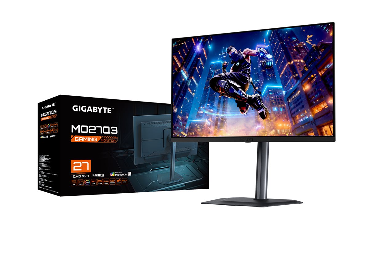Gigabyte MO27Q3 - OLED-Monitor - Gaming - 67.8 cm (27")2560 x 1440 QHD @ 360 Hz - 1000 cd/m² - 1500000:1 - DisplayHDR 500 True Black - 0.03 ms - 2xHDMI - DisplayPort - USB-C - Lautsprecher