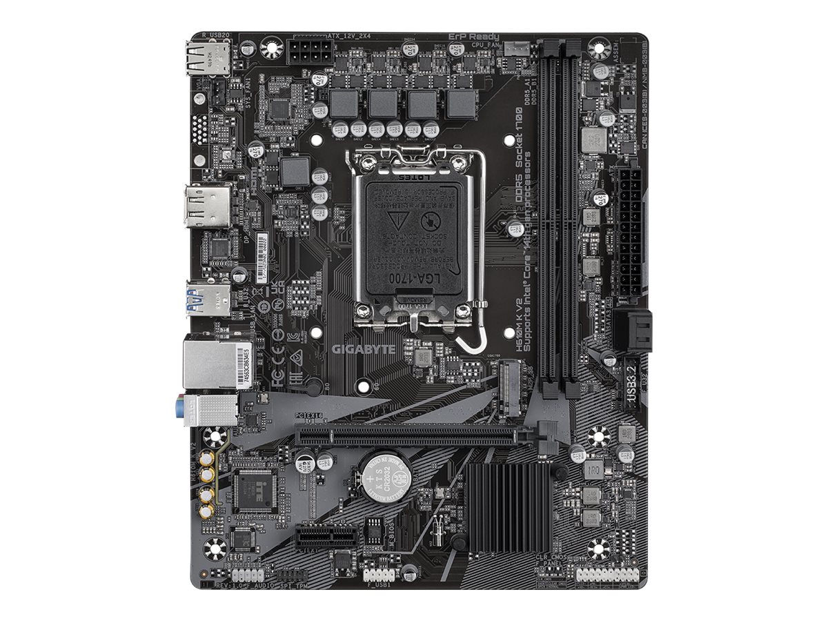 Gigabyte H610M K V2 - 1.0 - Motherboard - micro ATX - LGA1700 Sockel - H610 Chipsatz - USB 3.2 Gen 1 - Gigabit LAN - Onboard-Grafik (CPU erforderlich)HD Audio (8-Kanal)