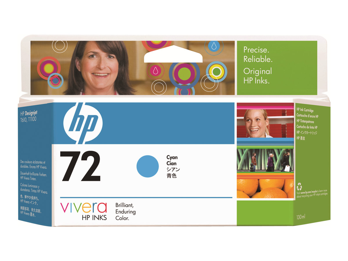 HP 72 - 130 ml - Cyan - original - DesignJetTintenpatrone - für DesignJet T1100 - T1100ps - T1200 - T1200ps - T1300 - T610 - T620 - T770 - T790