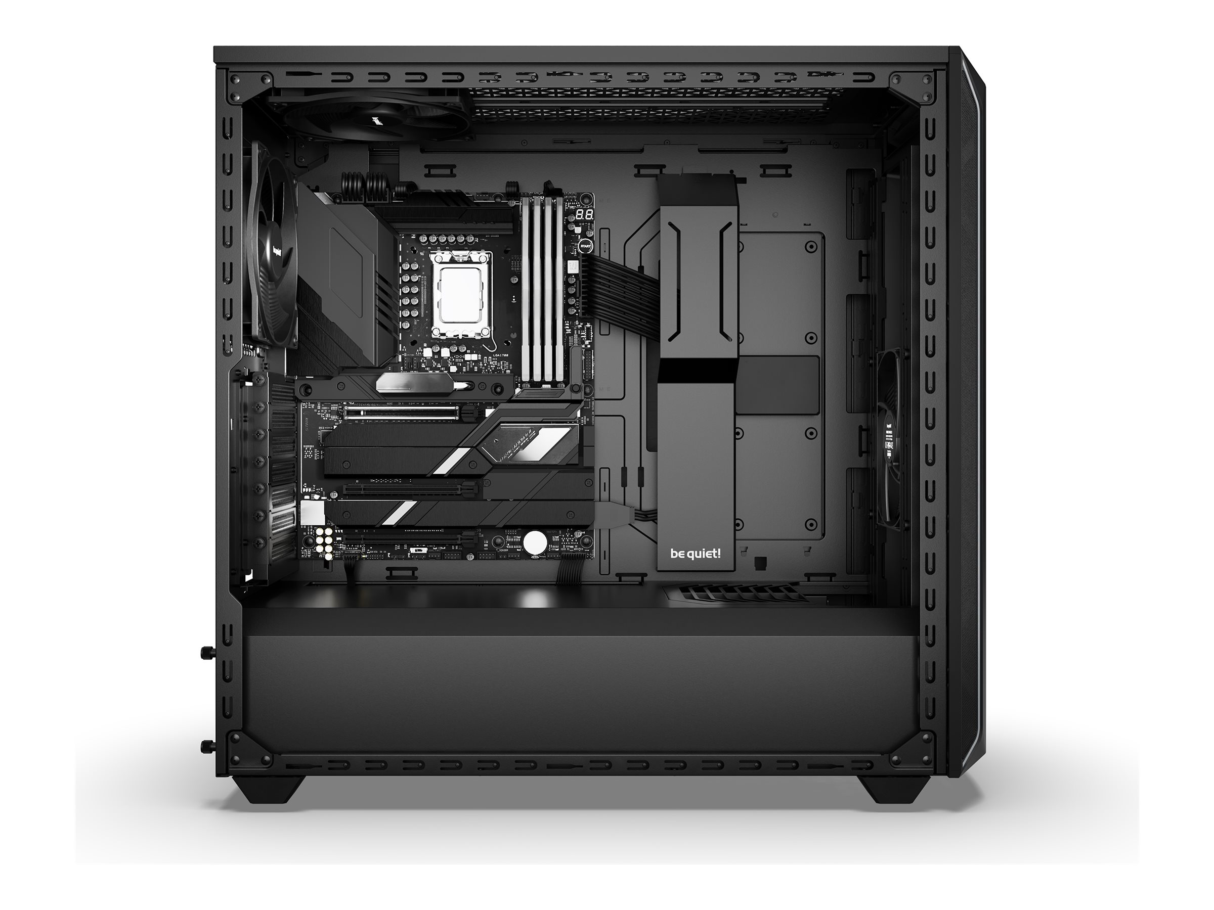Be Quiet! Midi-Tower - E-ATX - Seitenteil mit Fenster (gehärtetes Glas)keine Spannungsversorgung (ATX / PS/2) - Schwarz - USB/Audio