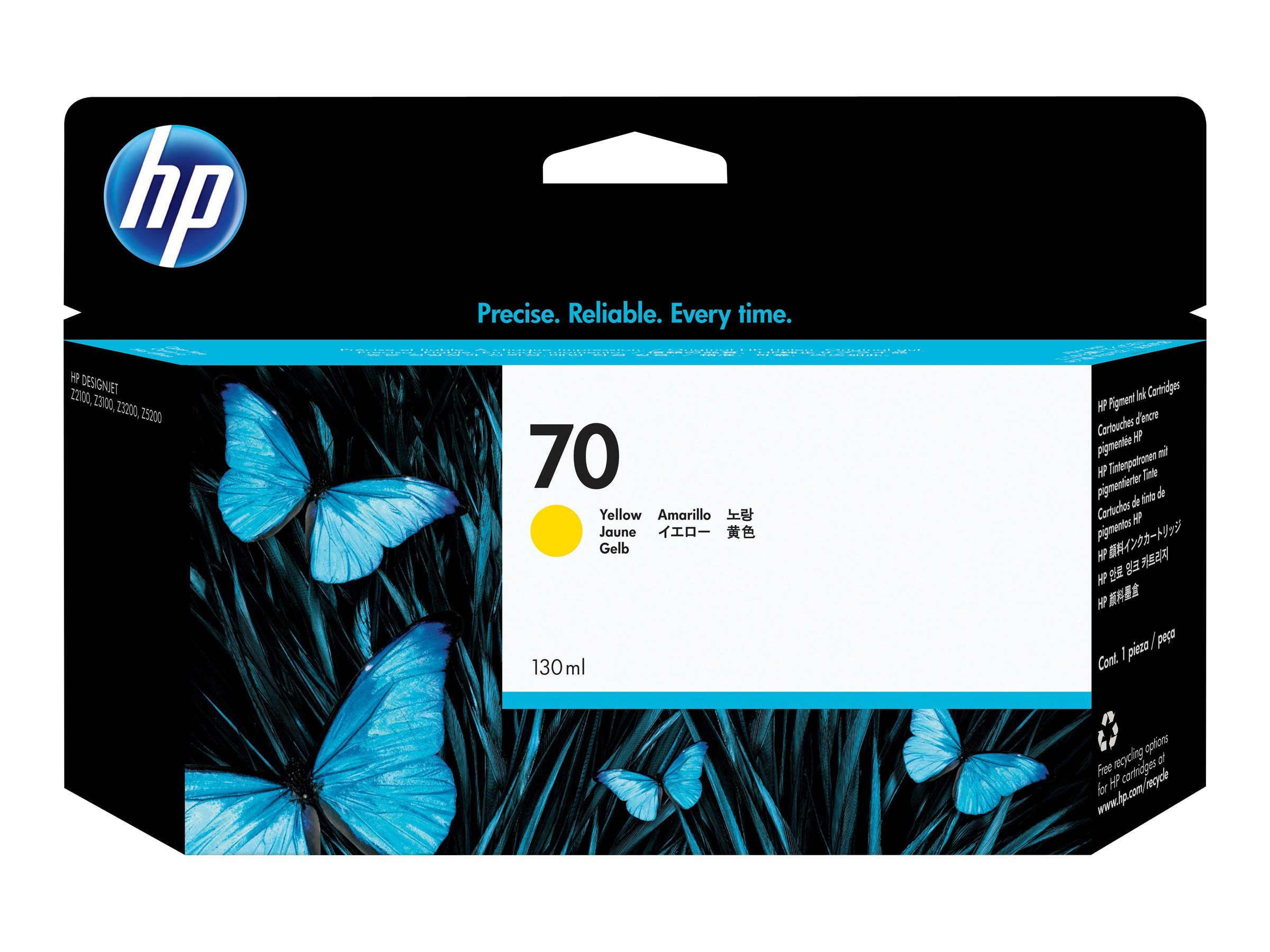 HP 70 - 130 ml - Gelb - original - DesignJetTintenpatrone - für DesignJet HD Pro MFP - T120 - Z2100 - Z3100 - Z3100ps - Z3200 - Z3200ps - Z5200 - Z5400