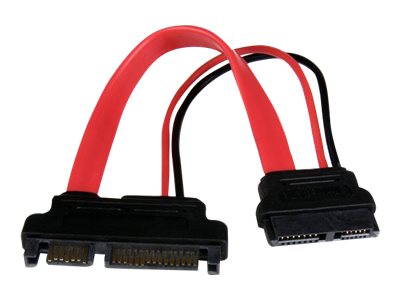 StarTech.com Slimline SATA auf SATA Adapter mit Strom Buchse/Stecker 15cm - SATA-Adapter - Serial ATA 150/300/600 - Slimline SATA (W)zu SATA Combo (M) - Rot