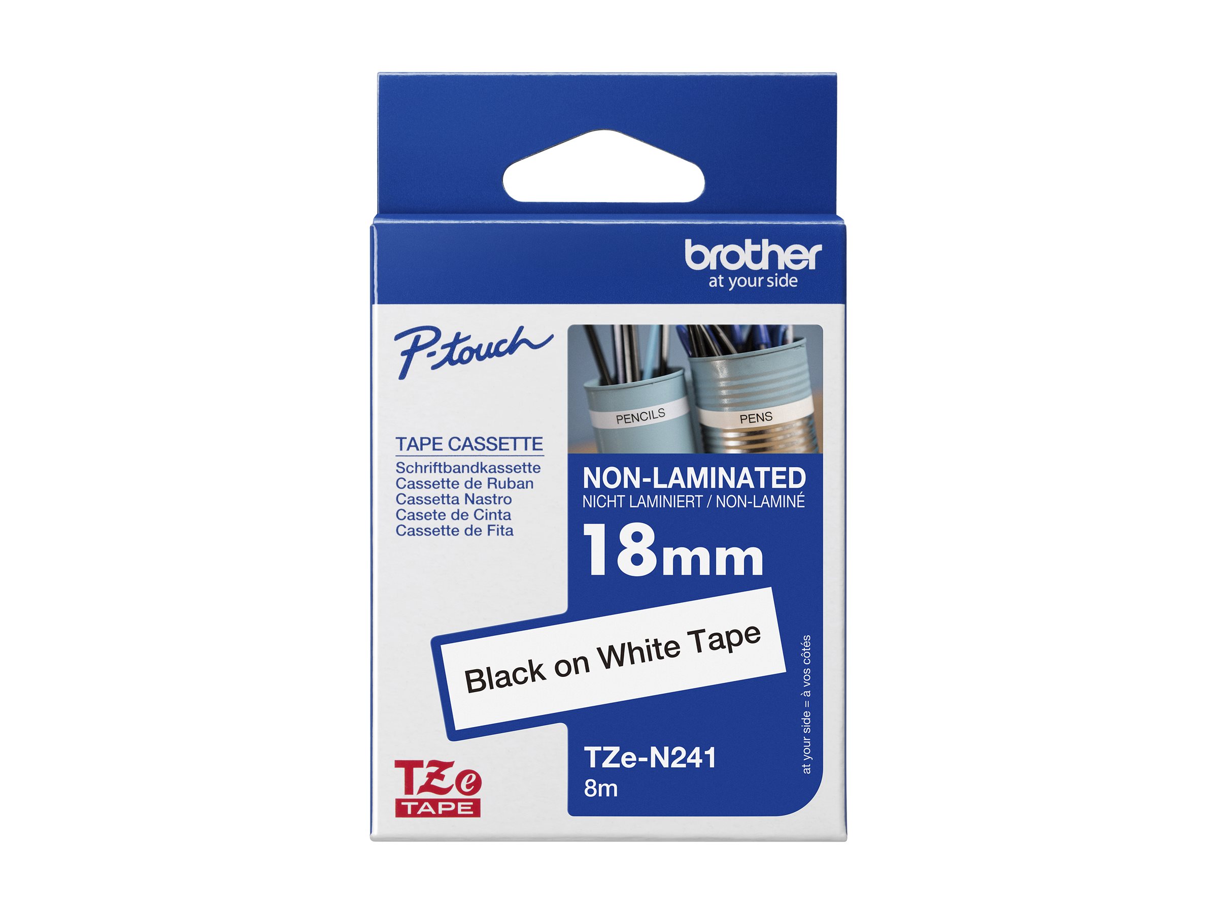 Brother TZe-N241 - Schwarz auf Weiß - Rolle (1,8 cm x 8 m)1 Kassette(n) nicht-laminiertes Schriftband - für Brother PT-D600; P-Touch PT-18 - D450 - D800 - E550 - P750 - P900; P-Touch Cube Pro PT-P910