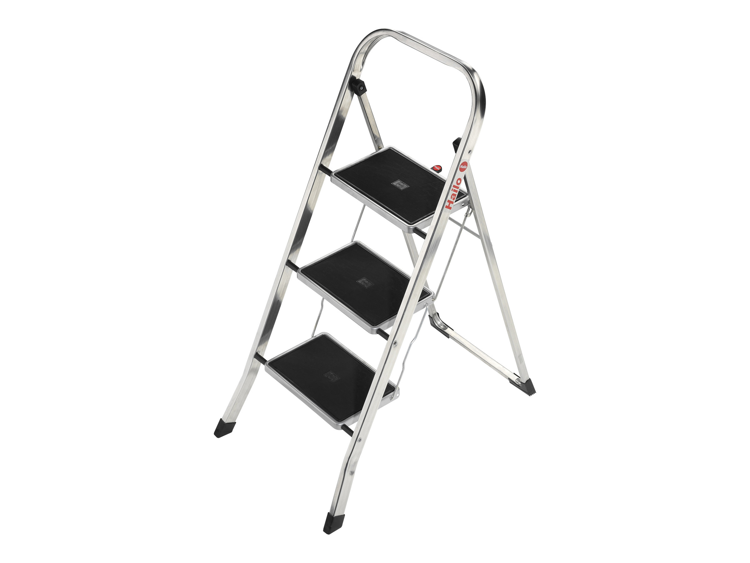 Hailo K30 - Stufenleiter - 3 Stufen - Arbeitshöhe:2.45 m - Aluminium - Aluminium mit schwarzen Stufen