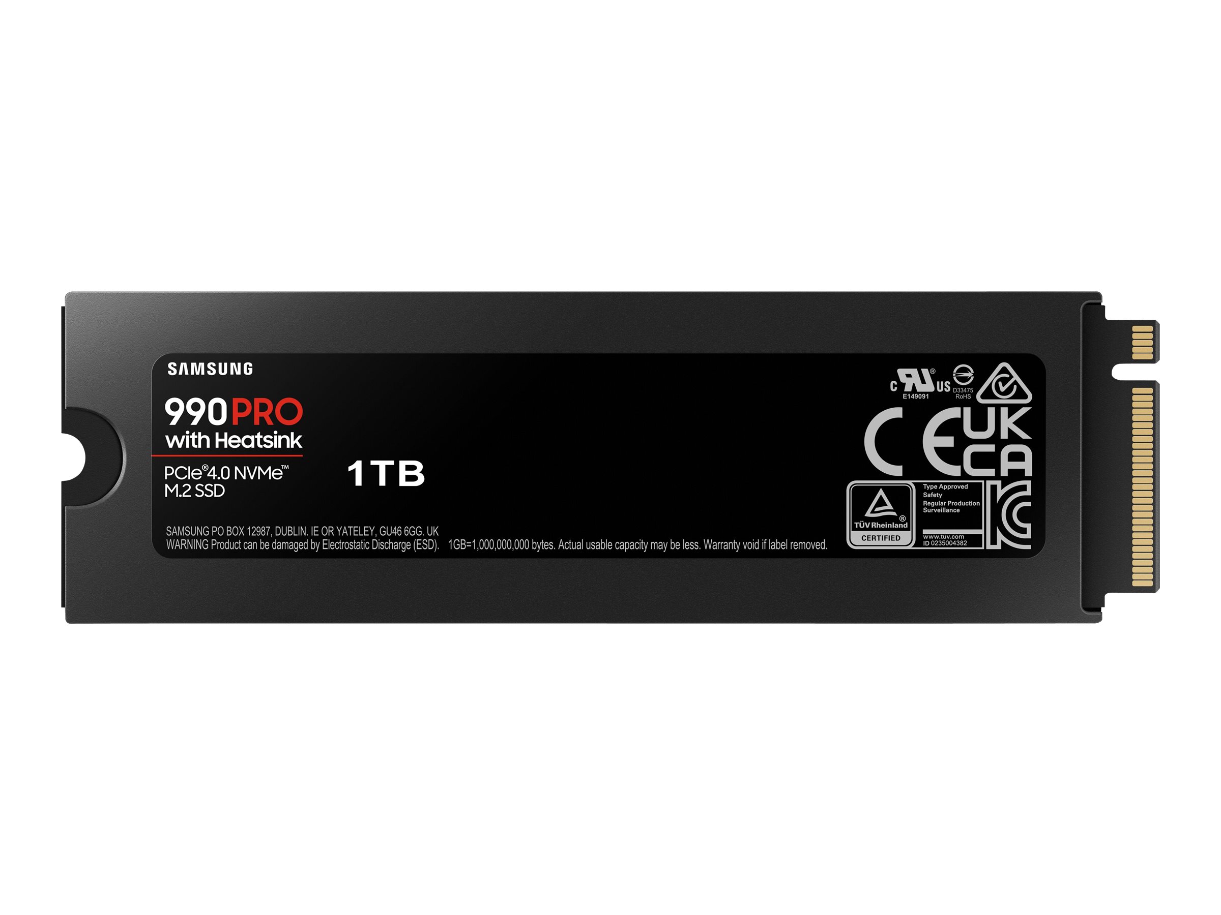 Samsung 990 PRO MZ-V9P1T0CW - SSD - verschlüsselt - 1 TB - intern - M.2 2280 - PCIe 4.0 x4 (NVMe)256-Bit-AES - TCG Opal Encryption 2.0 - integrierter Kühlkörper