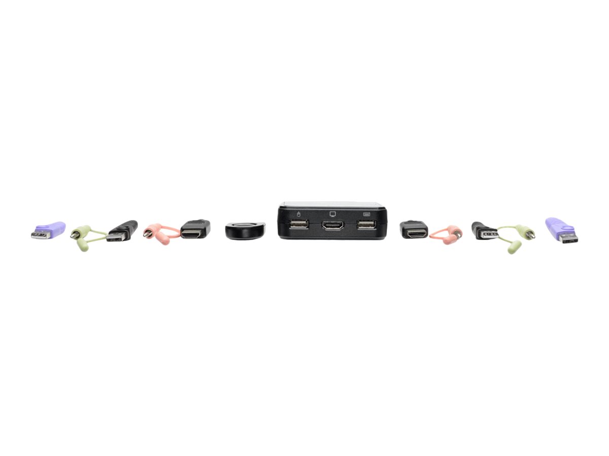 Tripp Eaton Tripp Lite series 2-Port USB/HD Cable KVMSwitch with Audio/Video - Cables and USB Peripheral Sharing - KVM-/Audio-/USB-Switch - 2 x KVM/Audio/USB - 1 lokaler Benutzer - Desktop