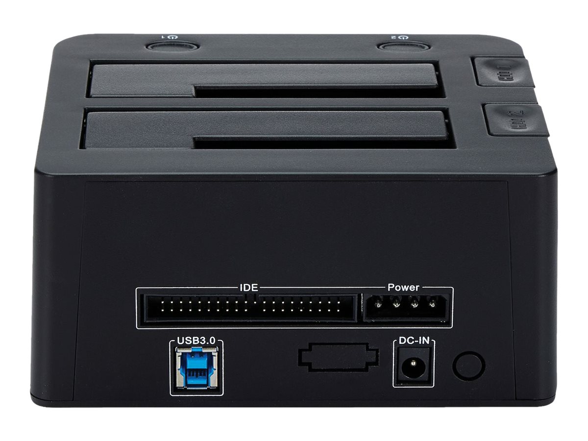 StarTech.com Dual-Bay USB 3.0 to SATA and IDE Hard Drive Docking Station, USB Hard Drive Dock, External 2.53.5 SATA III and IDE (40 pin)SSDHDD Docking Station - Hot-Swap Hard Drive Bays - Top-Loading