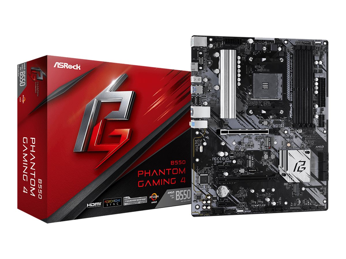 ASRock B550 Phantom Gaming 4 - Motherboard - ATX - Socket AM4 - AMD B550 Chipsatz - USB 3.2 Gen 1 - Gigabit LAN - Onboard-Grafik (CPU erforderlich)HD Audio (8-Kanal)