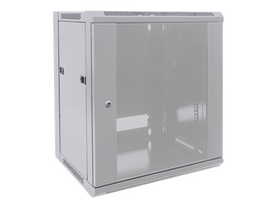 Intellinet Network Cabinet, Wall Mount (Standard), 9U, Usable Depth 260mm/Width 510mm, Grey, Flatpack, Max 60kg, Metal & Glass Door, Back Panel, Removeable Sides, Suitable also for use on desk or floo