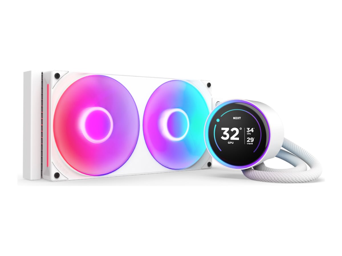 NZXT Kraken Elite 280 RGB - Prozessor-Flüssigkeitskühlsystem - mit LCD-Display - (für: LGA1851, LGA1700, LGA1200, LGA115x Socket, AM5, AM4)Kupfer - 2 x 140 mm - Mattes Weiß