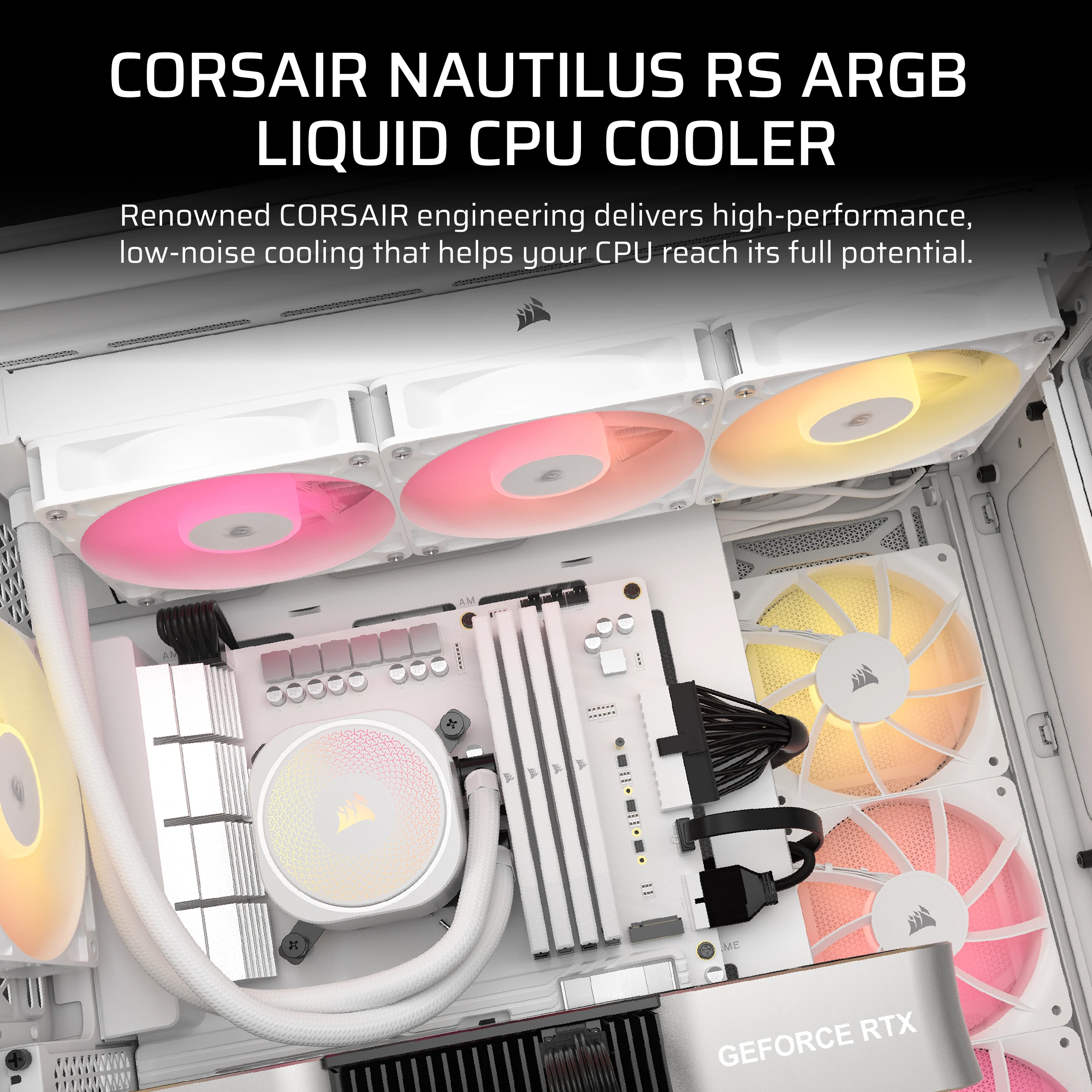 Corsair Nautilus 240 RS ARGB - Prozessor-Flüssigkeitskühlsystem - Kühlergröße: 240 mm - (für: LGA1851, LGA1700, AM5, AM4)Kupfer - 120 mm - weiß