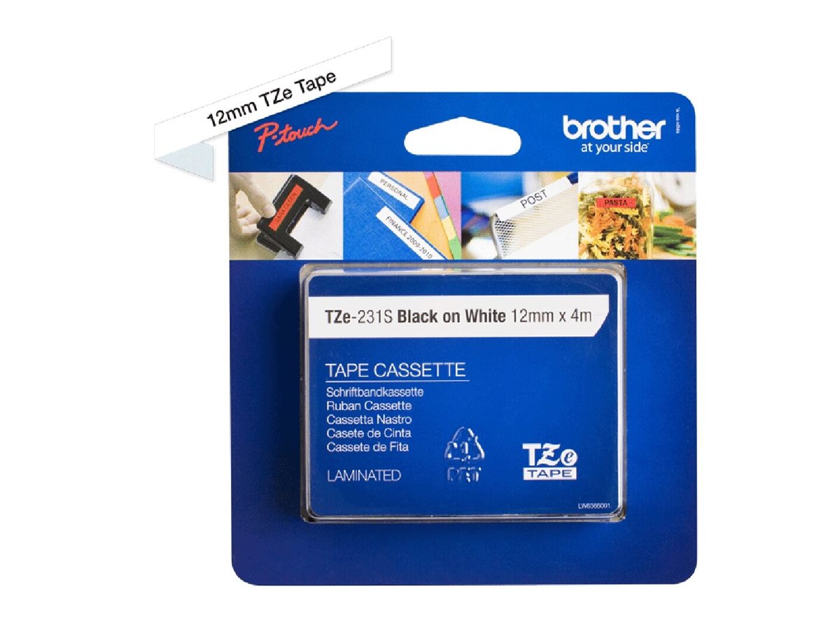 Brother TZe-231S2 - Schwarz auf Weiß - Rolle (1,2 cm x 4 m)