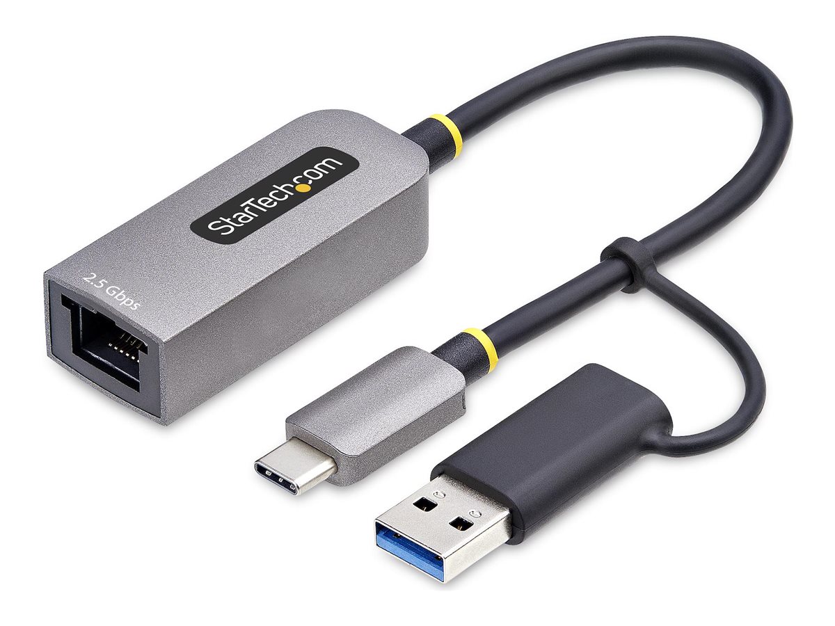 StarTech.com Startech 2.5GbE USB-C to Ethernet Adapter withUSB-A Converter - Netzwerkadapter - USB-C 3.2 Gen 1 / Thunderbolt 3 - 10M/100M/1G/2,5 Gigabit Ethernet - Space-grau