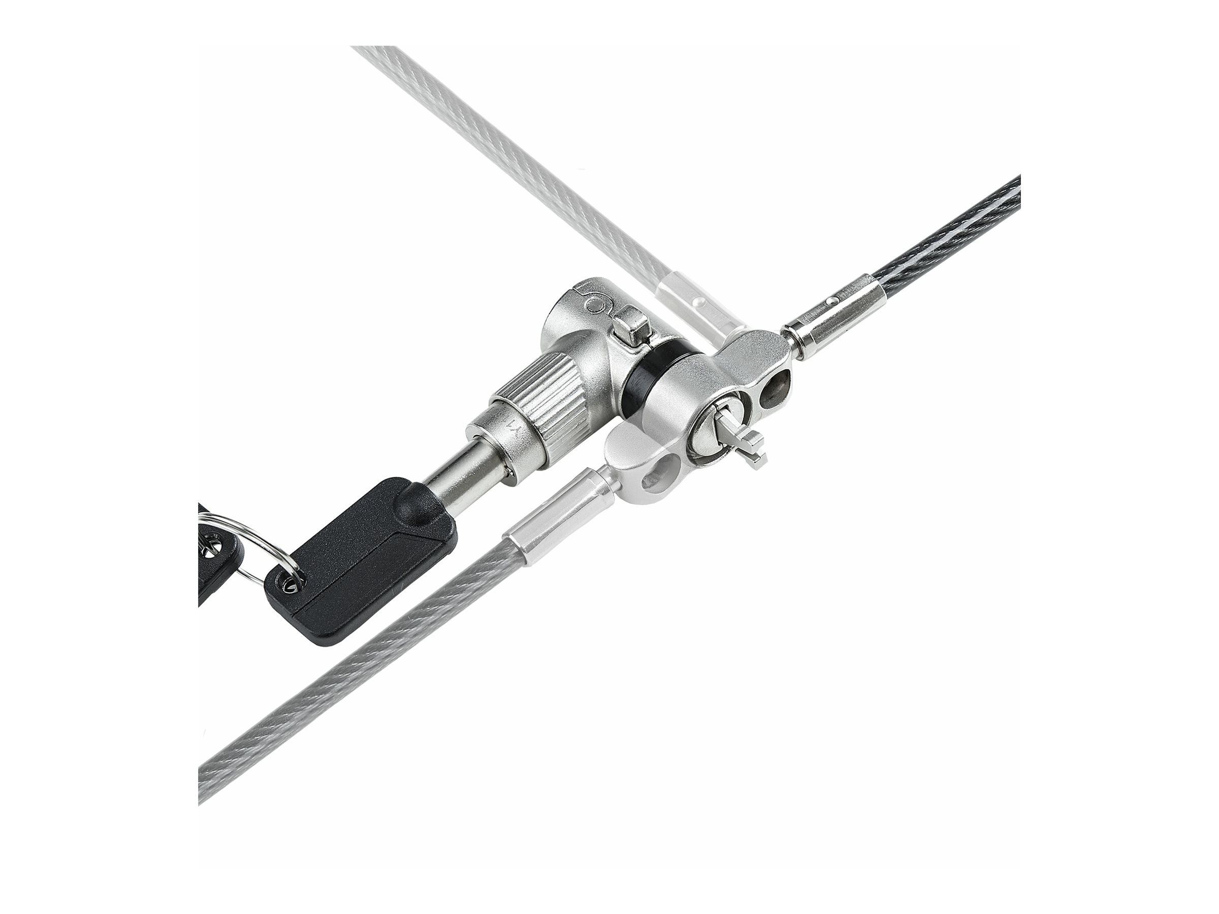 StarTech.com 3-in-1 Laptop Lock Compatible w/NobleWedge/Nano/K-Slot - Sicherheitskabelschloss - schwarz & silber - 2 m - TAA-konform