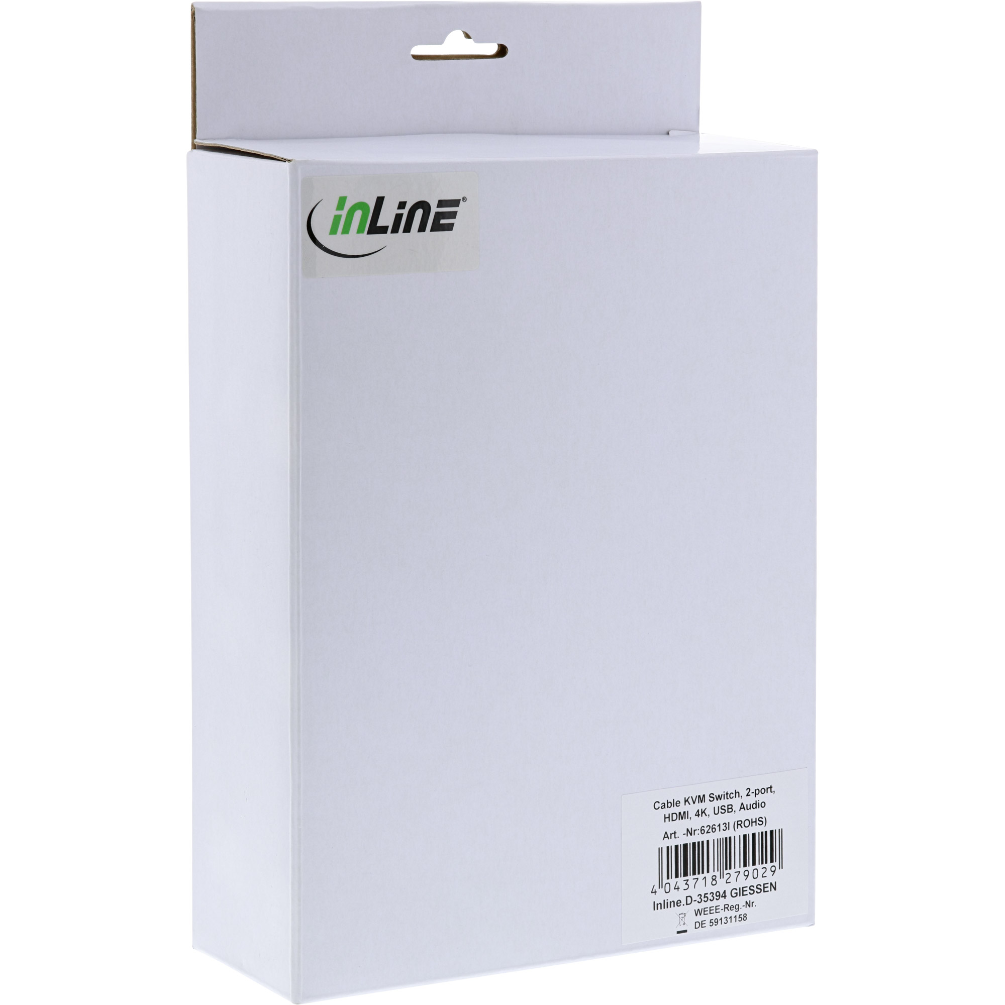 InLine KVM Switch - 2-fach - HDMI - 4K - USB - mit Audio - integr. KabelKVM/Audio/USB - 1 lokaler Benutzer - Desktop