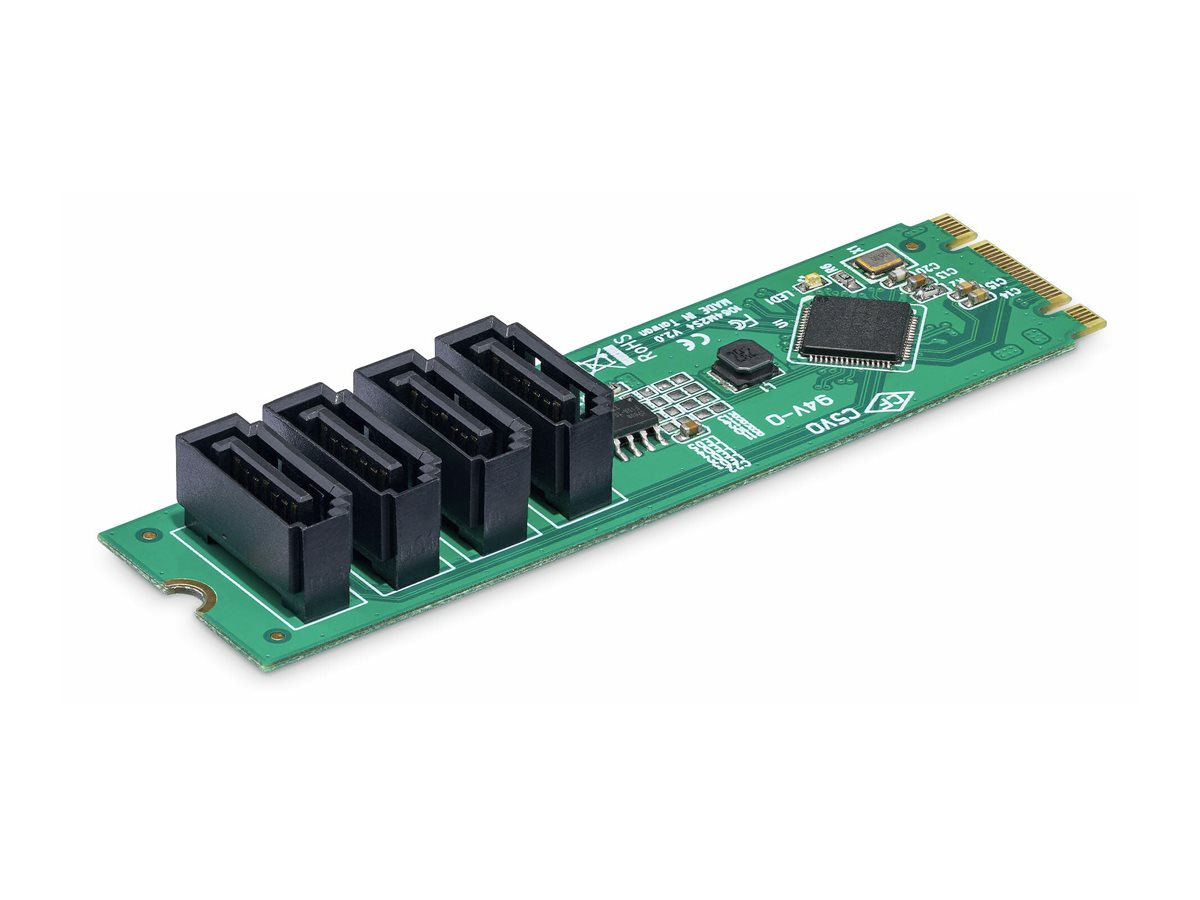 StarTech.com 4-Port M.2 to SATA Adapter CardM.2 PCIe 3.0 to SATA HDD/SSD Expansion Card - ASM1064 Chipset - M.2 NVMe to 4x HDD/SSD for Windows/macOS/Linux - Schnittstellenadapter - SATA - M.2 Card - g