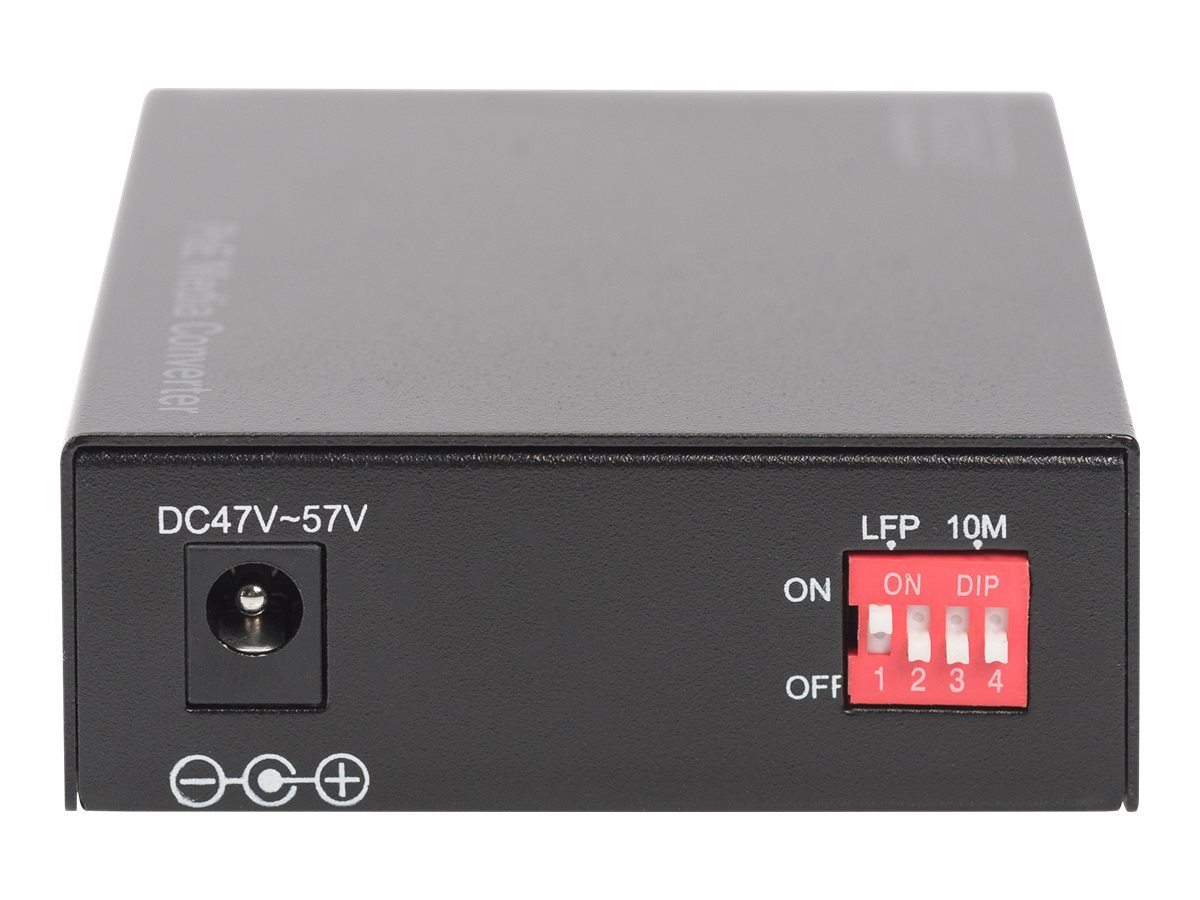 DIGITUS Gigabit PoE Medienkonverter, RJ45 / SC, SM, PSE1GbE - 1000Base-LX - 1000Base-T - 100Base-TX - 10Base-T - SC Single-Modus / RJ-45 - bis zu 20 km - 1310 nm