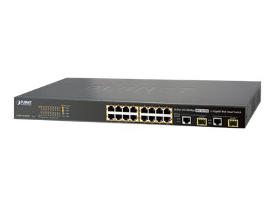 Planet FGSW-1816HPS - Switch - managed - 16 x10/100 + 2 x Kombi-Gigabit-SFP - Desktop