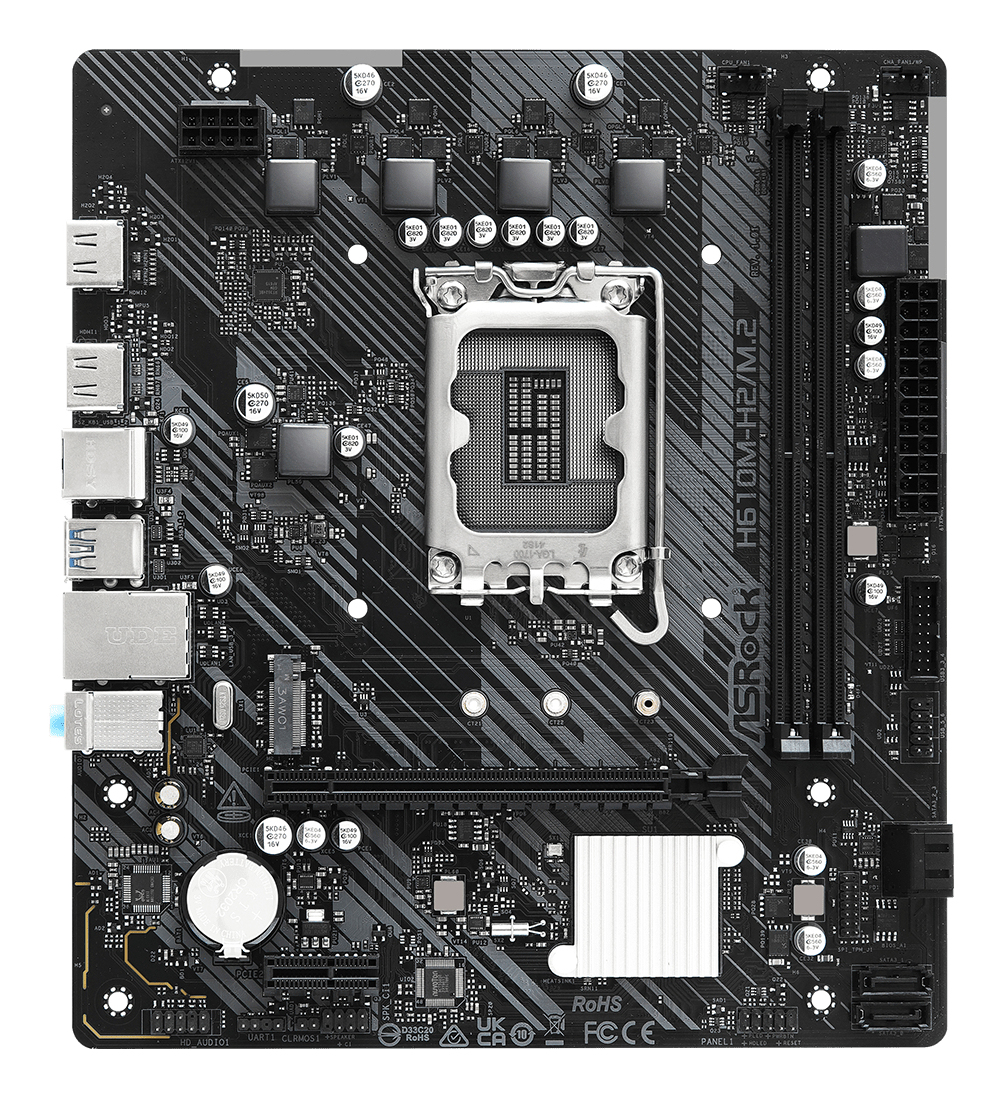 ASRock H610M-H2/M.2, Intel, LGA 1700, Intel Core i3 12th Gen, Intel Core i3 13th Gen, Intel Core i3 14th Gen, Intel Core i5 12th Gen,..., DDR4-SDRAM, 64 GB, DIMMATX - 64 GB - DDR4 - DIMM - SATA - Audi