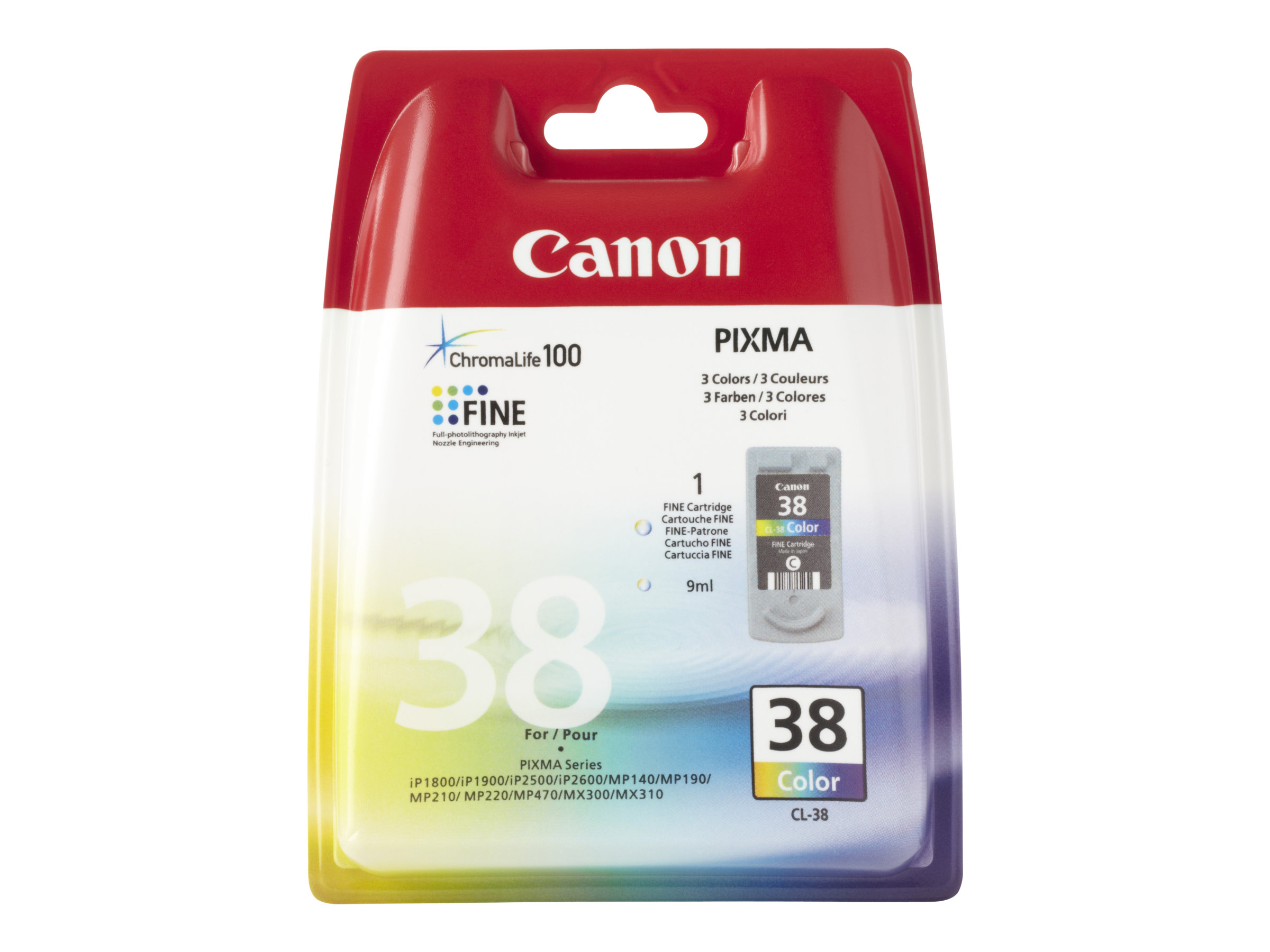 Canon CL-38 - 9 ml - Farbe (Cyan, Magenta, Gelb)original - Tintenpatrone - für PIXMA iP1800 - iP1900 - iP2500 - iP2600 - MP140 - MP190 - MP210 - MP220 - MP470 - MX300 - MX310