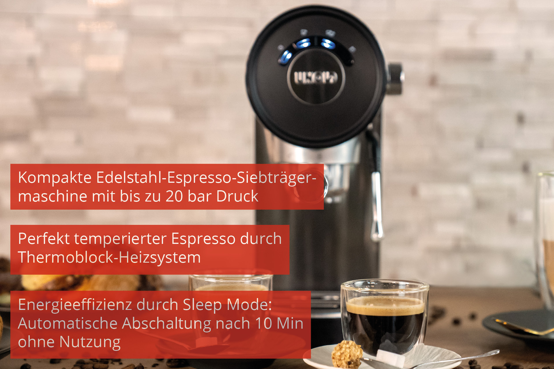 UNOLD Piccopresso - Kaffeemaschine mit Milchaufschäumer20 bar