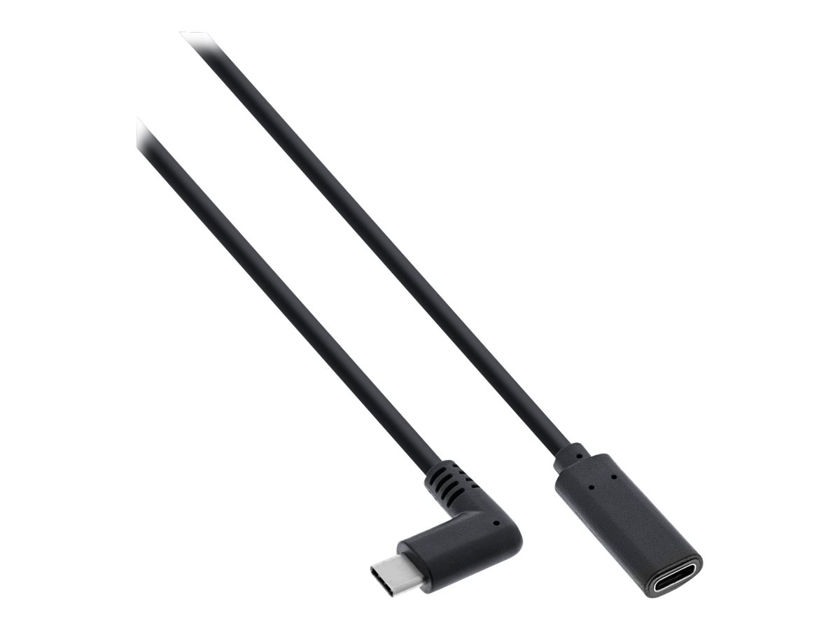 InLine USB 3.2 Gen.2x2 Kabel - USB-C Verl. - ST gewinkelt auf BU - schwarz 1mgewinkelt zu USB-C (W) - USB 3.2 Gen 1 - 3 A - 1 m - unterstützt Stromversorgung - Schwarz