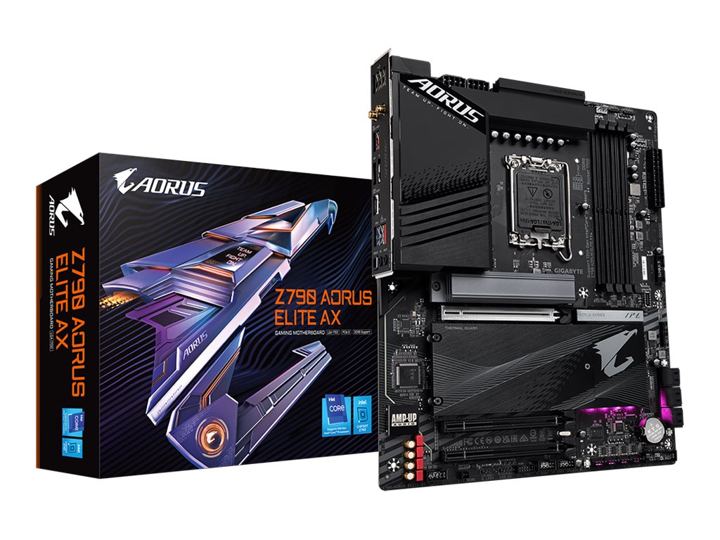 Gigabyte Z790 AORUS ELITE AX Motherboard - Unterstützt Intel Core 14. Generation CPUs, 16*+2+1 Phasen Digital VRM, bis zu 7600MHz DDR5 (OC), 4xPCIe 4.0 M.2, Wi-Fi 6E, 2.5GbE LAN, USB 3.2 Gen 2x2, Inte