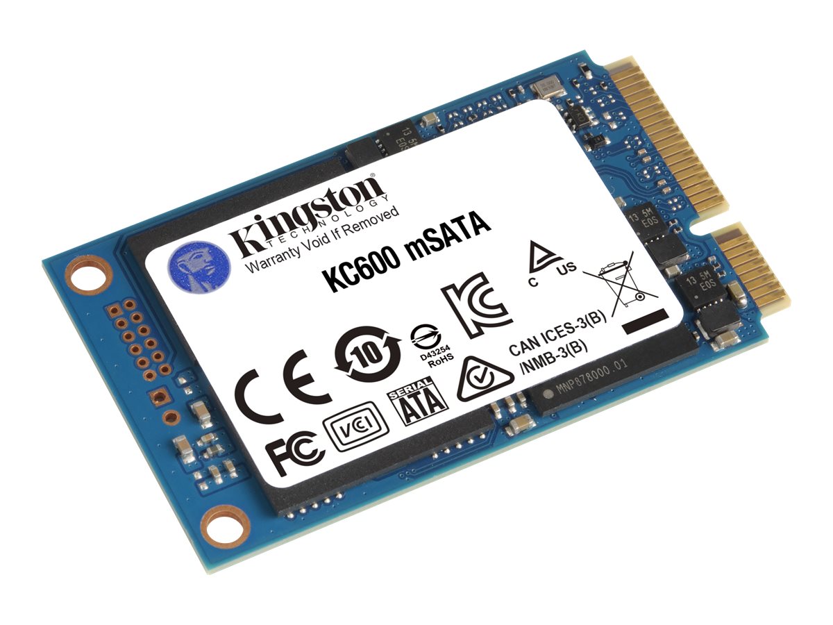 Kingston KC600 - SSD - verschlüsselt - 512 GB - intern - mSATA - SATA 6Gb/s - 256-Bit-AES - TCG Opal Encryption, Self-Encrypting Drive (SED)512G SSD KC600 SATA3 mSATA