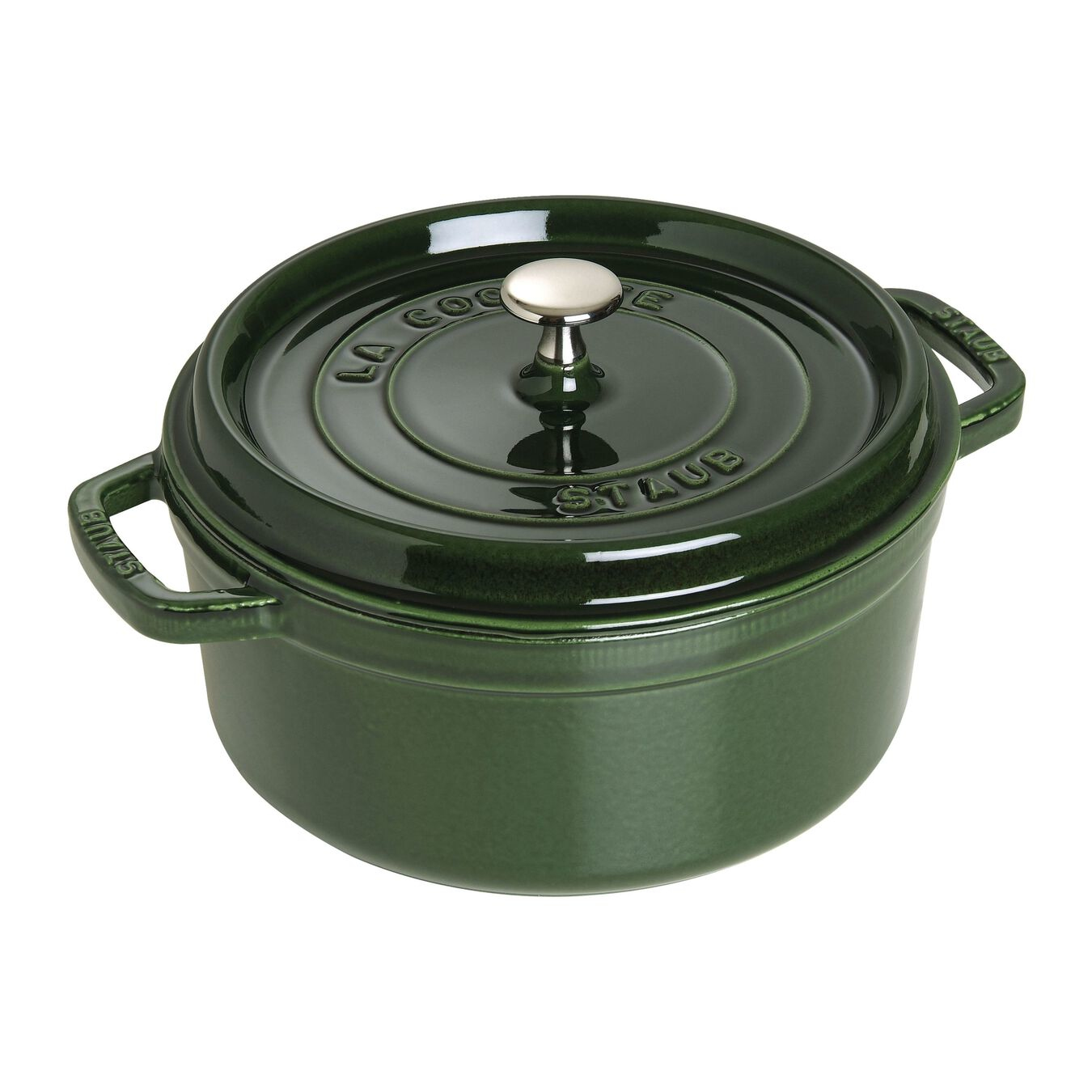 Zwilling STAUB LA COCOTTE, Auflaufform, Rund, Eisenguss, Keramik, Gas, Halogen, Induktion, Versiegelte Platte, Grün, EmailleCOCOTTE 24 CM - RUND - BASILIKUM-GRÜN - GUSSEISEN
