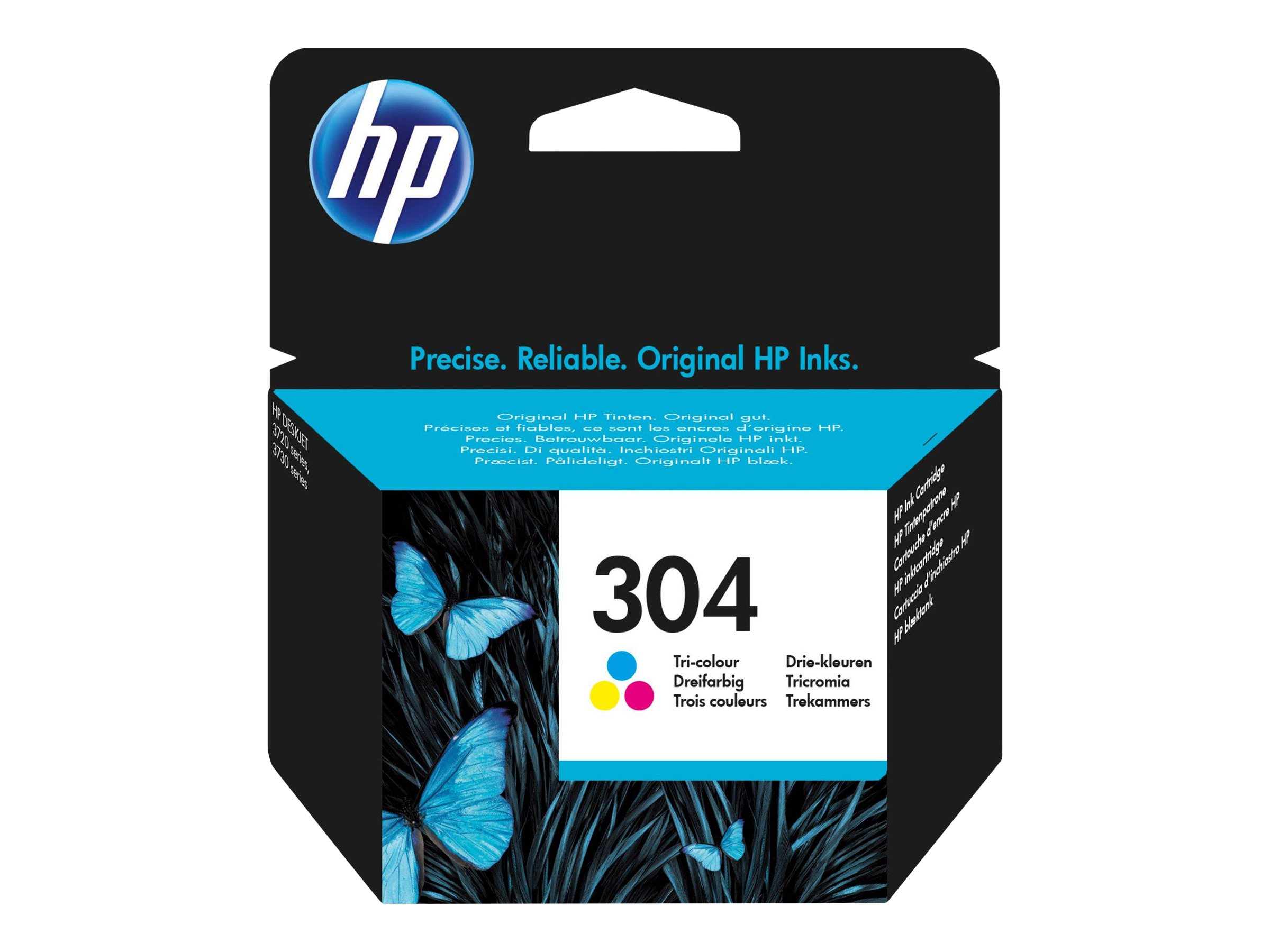 HP 304 Cyan/Magenta/Gelb Original Tintenpatrone, Standard, Cyan, Magenta, Gelb, Tinte auf Farbstoffbasis, 2 ml, 1 Stück(e), 100 Seiten304 Cyan/Magenta/Gelb Original Tintenpatrone